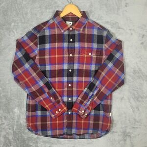 The North Face Shirt Mens Medium Red Black Gray Button Up Flannel